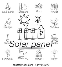 solar panel hand draw icon. Element of farming illustration icons. Signs and symbols can be used for web, logo, mobile app, UI, UX