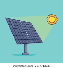 Solar panel harnessing sunlight for clean and renewable energy under a bright shining sun.