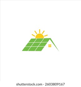 Solar Panel Home Creative Logo Design With Natural Energy Vector Icon