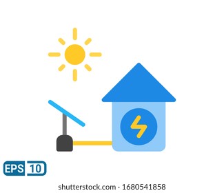 solar panel, home flat style icon. design vector concept illustration on white background. Editable color. EPS 10