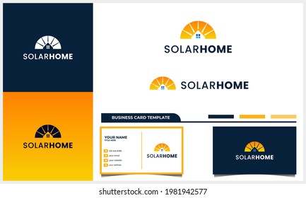 solar panel with house home logo design concept and business card template