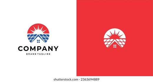 solar panel house logo design icon solar sun modern business