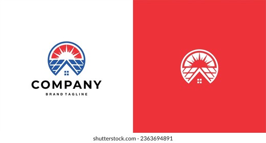 solar panel house logo design icon solar sun modern business