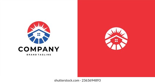 solar panel house logo design icon solar sun modern business