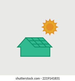solar panel house vector icon solar roof electricity