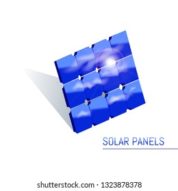 Solar panel icon in 3d on a white background. Vector illustration.