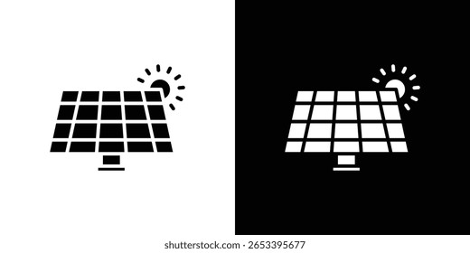 Ícone do painel solar silhueta preta para web, e aplicativo móvel