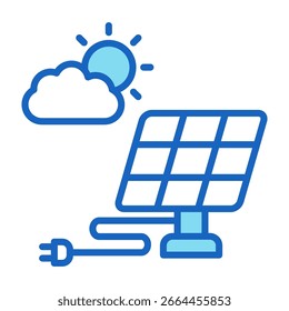Ícone do painel solar Ilustração do vetor de estilo de cor azul