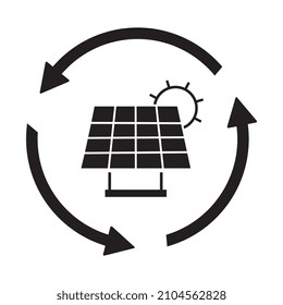 Solar panel icon, clean energy vector illustration on white background