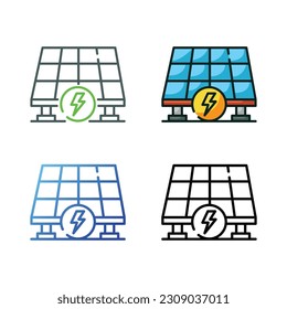 Solar panel icon design in four variation color