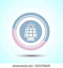 Solar Panel Icon Design Illustration, Solar Panel Power Station sign, Pastel Color Button Design