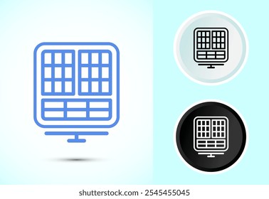 Ilustración del diseño del icono del panel solar, signo de la central eléctrica del panel solar