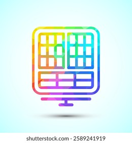 Solar panel icon design illustration, Solar panel power station sign, low poly style