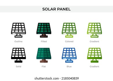 Solar panel icon in different style. Solar panel vector icons designed in outline, solid, colored, filled, gradient, and flat style. Symbol, logo illustration. Vector illustration