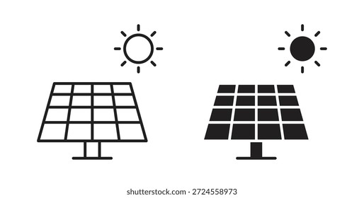 Icono de panel solar en estilo doodle y stroke.