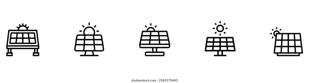 Solar panel icon. Eco, alternative energy. Ecology electric battery sign. Green energy. Vector Illustration. EPS 10 