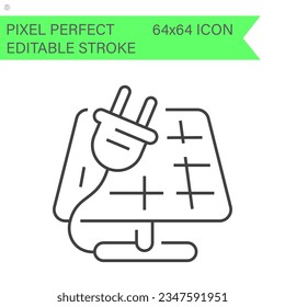 solar panel icon, eco friendly, sustainable, renewable and alternative energy symbols ecology icons .Editable Stroke. 64x64 Pixel Perfect.