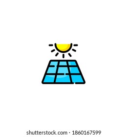 Solar panel icon. Ecology icon. Simple, flat, outline, black, color.