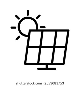 Solar Panel Icon. Solar Energy Illustration. Customizable thin line illustration.  Editable stroke.