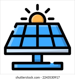 Solar Panel Icon, Solar Energy Logo, Ecology Symbol.