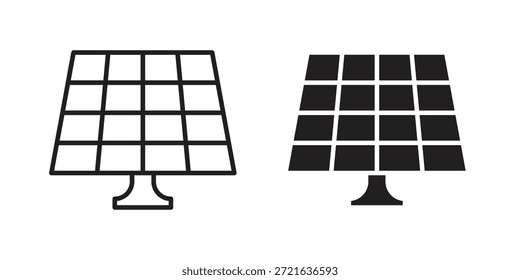 Solar panel icon in filled, thin line, stroke style for website and apps