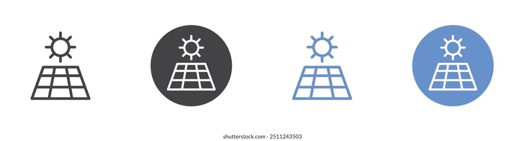 Solar panel icon Flat set in black and white color