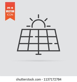 Solar panel icon in flat style isolated on grey background. For your design, logo. Vector illustration.
