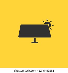 Solar panel icon in flat style isolated on yellow background. . Vector illustration.