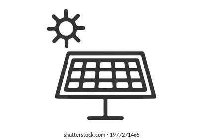 Solar panel icon in flat style isolated on white background. For your design, logo. Vector illustration.