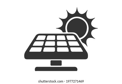 Solar panel icon in flat style isolated on white background. For your design, logo. Vector illustration.