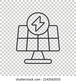 Solar panel icon in flat style. Ecology energy vector illustration on white isolated background. Electrician sign business concept.