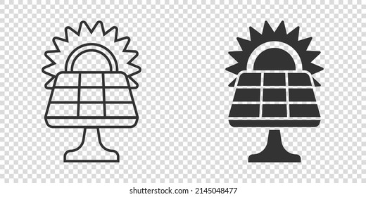 Solar panel icon in flat style. Ecology energy vector illustration on white isolated background. Electrician sign business concept.