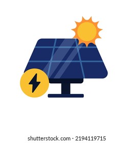 Solar panel icon with flat style on isolated background. Solar cell vector illustration