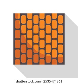 Solar panel icon in flat style, converting sunlight into renewable energy with long shadow on a white background