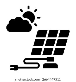 Ilustración vectorial de estilo de glifo de icono de panel solar