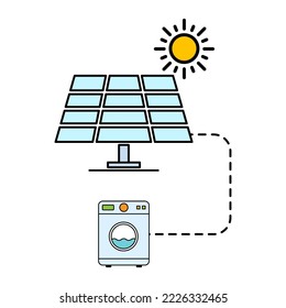 Solar panel icon, green power technology, ecology alternative energy vector illustration .