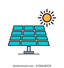 Solar panel icon, green power technology, ecology alternative energy vector illustration .