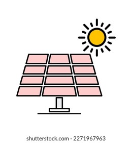 Solar panel icon, green power technology, ecology alternative energy vector illustration .