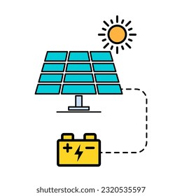 Solarpaneelsymbol, grüne Energietechnologie, ökologische alternative Energiekosten, Vektorgrafik .