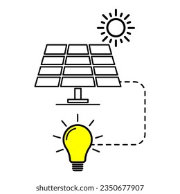 Icono de panel solar, tecnología de energía verde, ilustración de vector de energía alternativa ecológica.