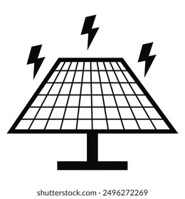 Solar panel icon in grey scale isolated on white background.