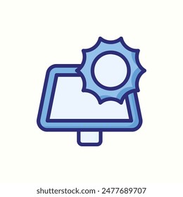 icono del panel solar, icono aislado del contorno azul
