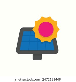 solar panel icon, isolated flat colored environment icon set