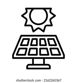 Solar Panel Icon. Line Art Style Design Isolated On White Background