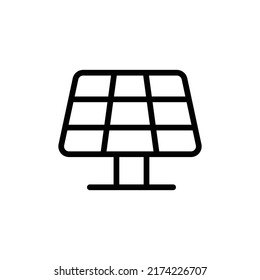 Solar Panel Icon. Line Art Style Design Isolated On White Background