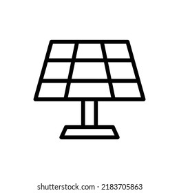 Solar Panel Icon. Line Art Style Design Isolated On White Background