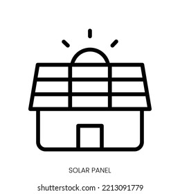 icono del panel solar. Diseño De Estilo De Arte De Línea Aislado En Fondo Blanco