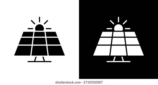 Solar panel icon line art editable stroke and solid collection for app design