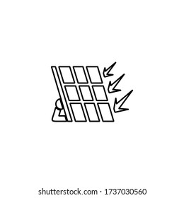 Solar panel icon in line style. Renewable energy symbol. Ecology and environment sign.
