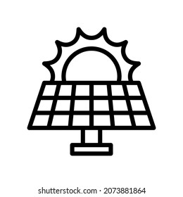 Icono de panel solar, Icono de icono de estilo de línea, Ilustración vectorial, Adecuada para sitio web, aplicación móvil, impresión, presentación, infografía y cualquier otro proyecto.